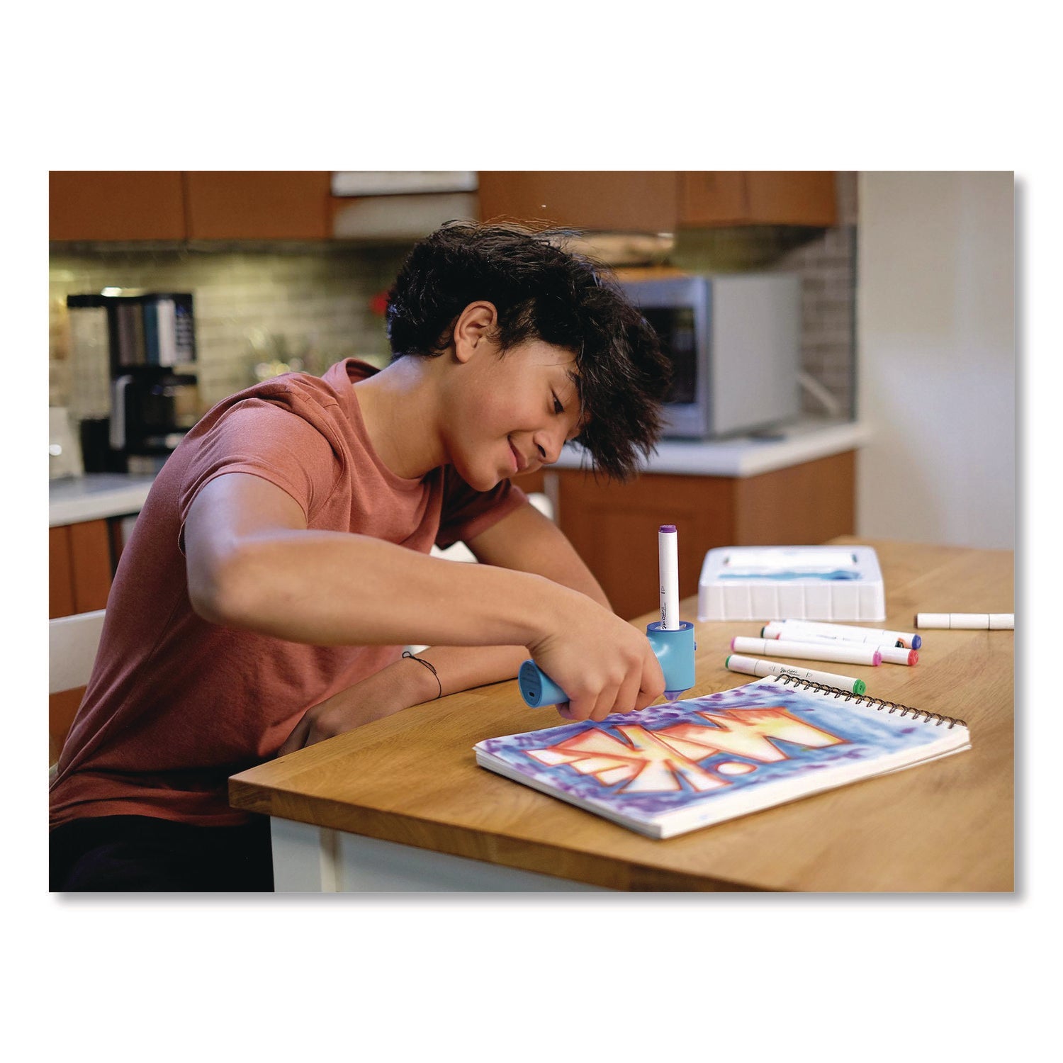 TPG Creations™ AirColor Airbrush Kit, (10) Markers/(2) Stencils/(1) Airbrush/(1) Charging Cable, 4 Kits/Carton - Bloom Skins