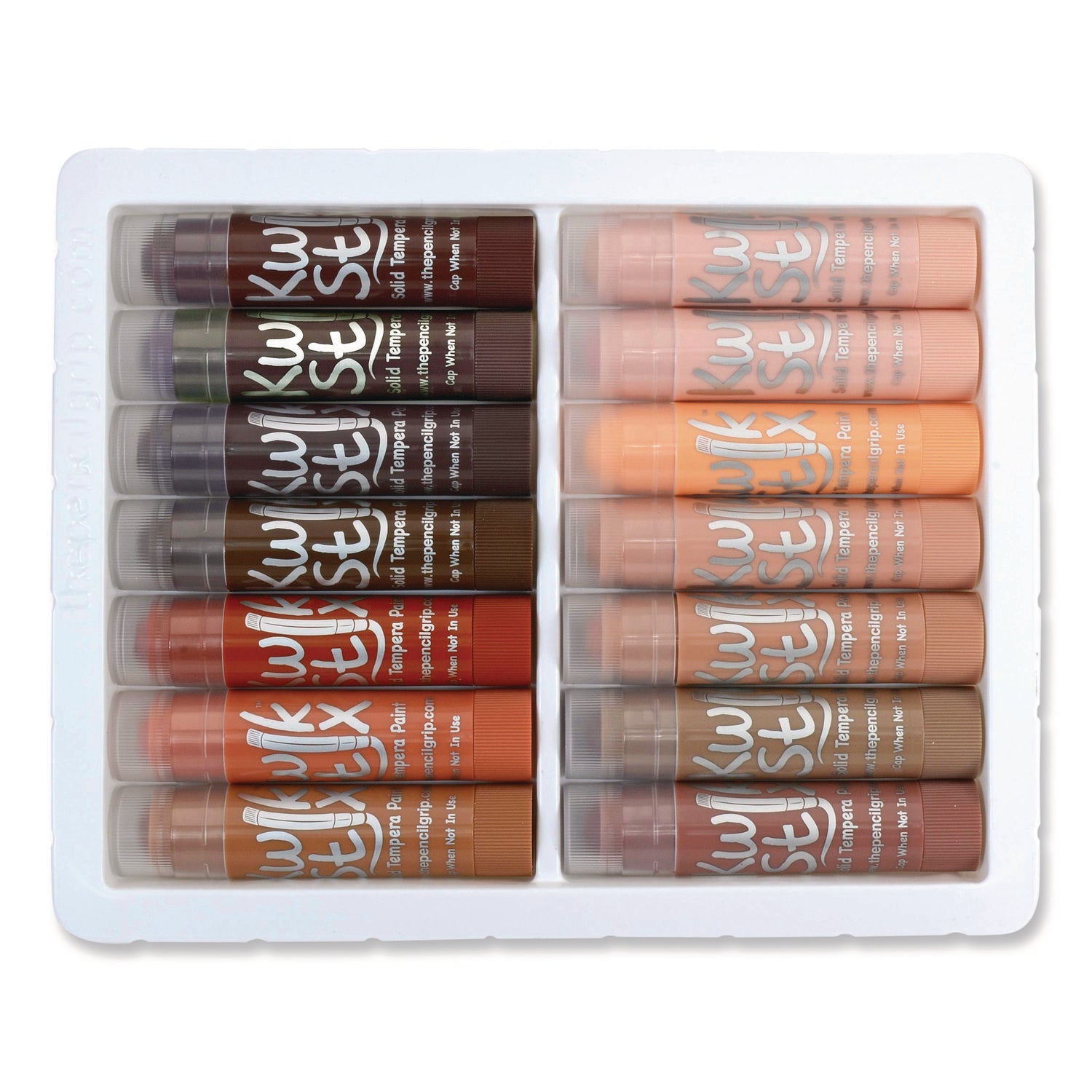 TPG Creations™ Kwik Stick Tempera Paint, 0.7" x 3.5", Assorted Skintones, 14 Sticks/Pack, 12 Packs/Carton - Bloom Skins