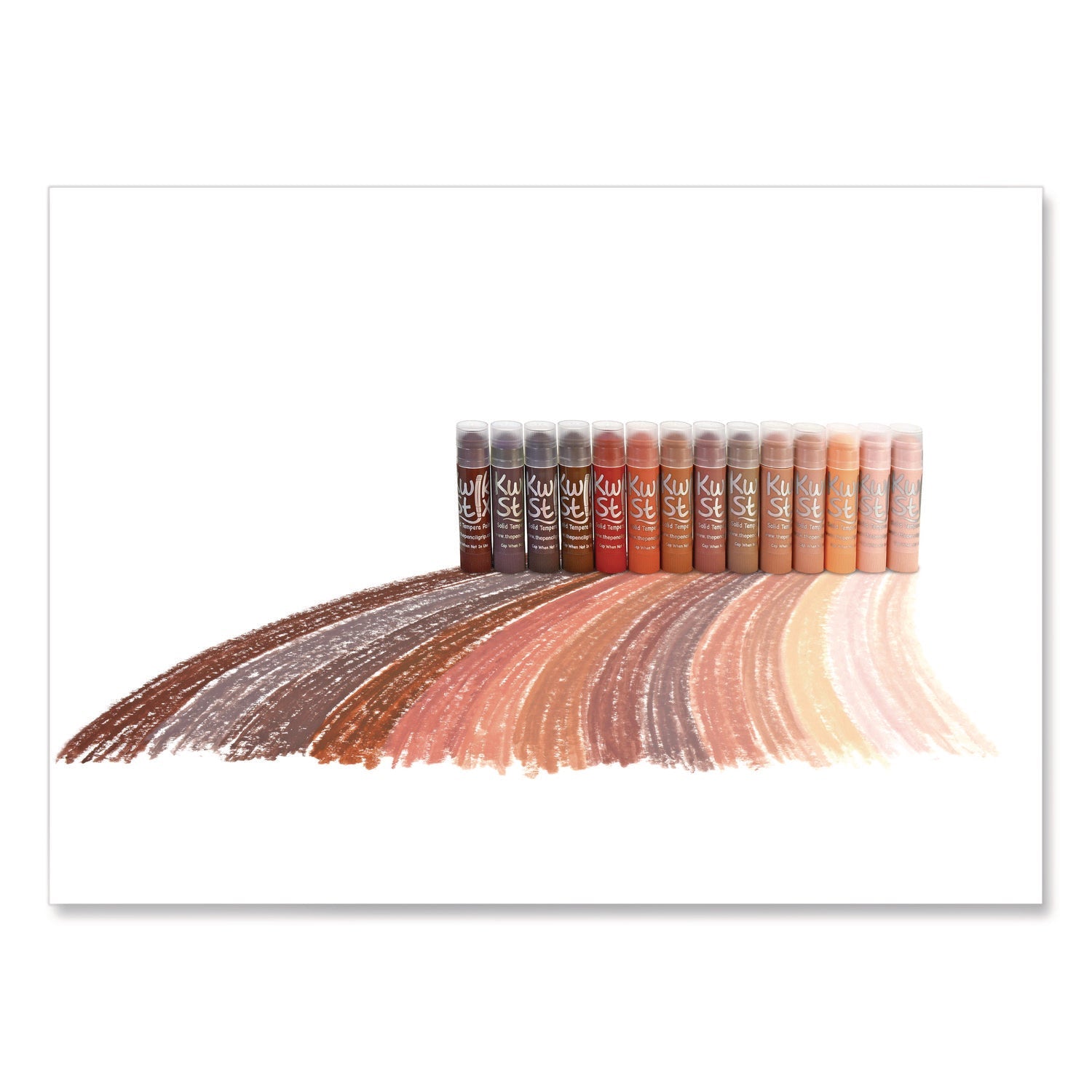 TPG Creations™ Kwik Stick Tempera Paint, 0.7" x 3.5", Assorted Skintones, 14 Sticks/Pack, 12 Packs/Carton - Bloom Skins