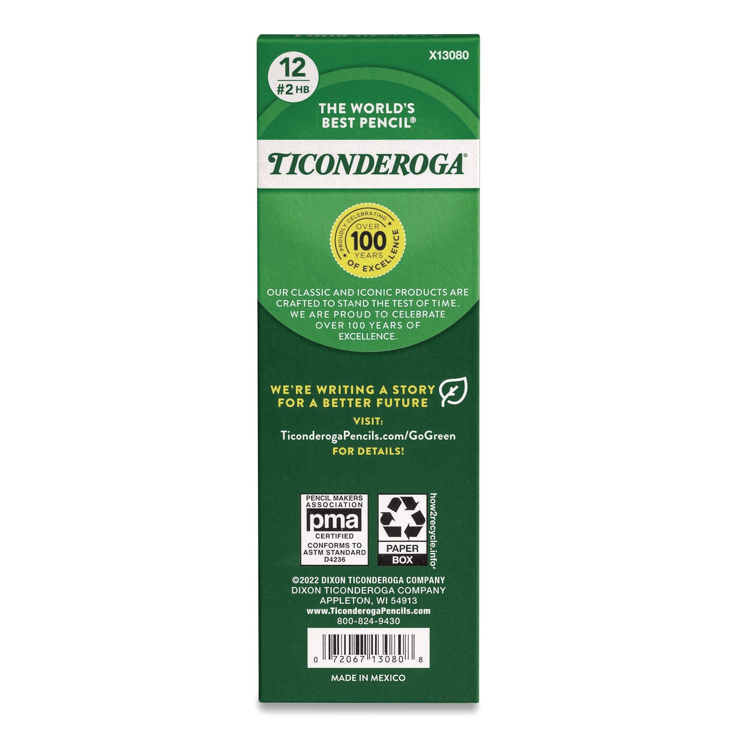 Dixon® Ticonderoga Beginners Woodcase Pencil with Microban, HB (#2), Black Lead, Yellow Barrel, Dozen - Bloom Skins