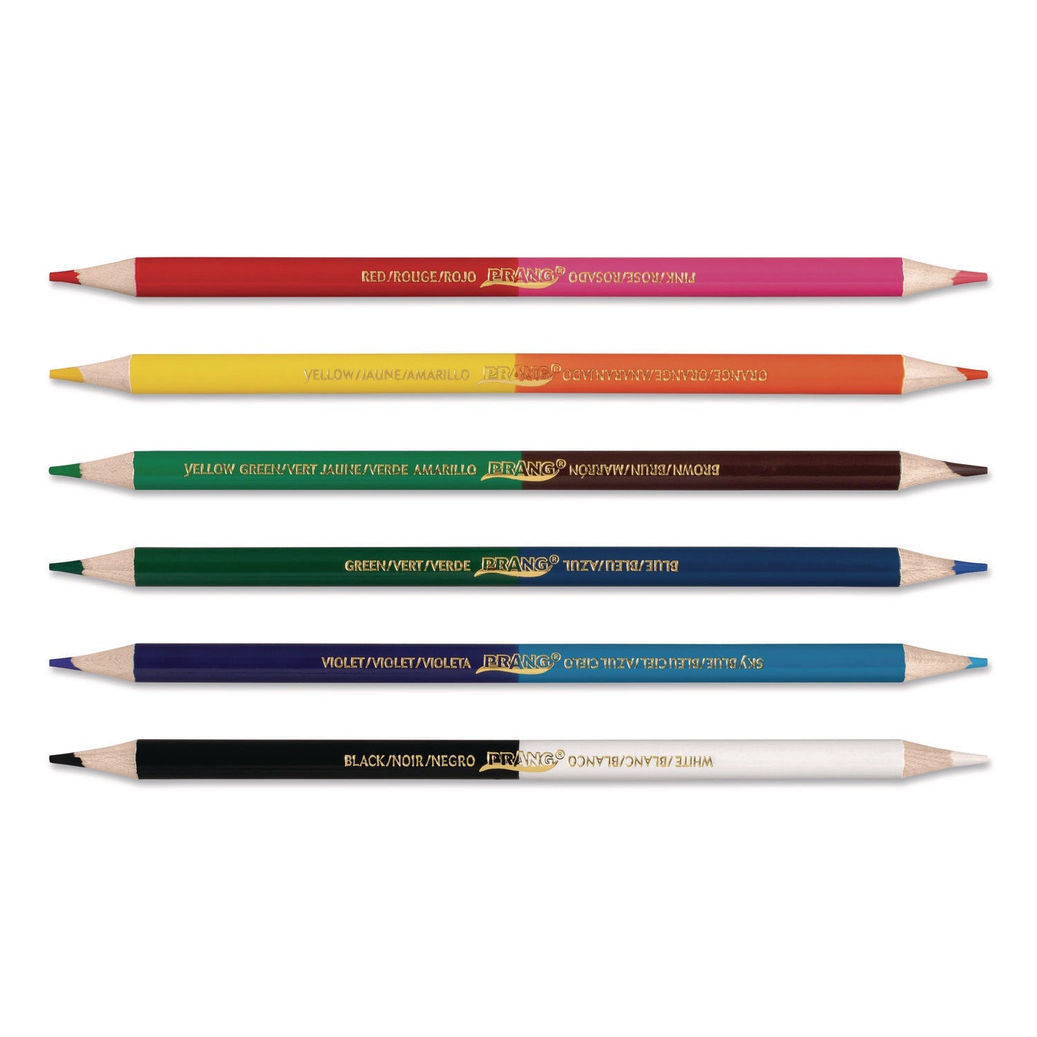 Prang® Duo-Color Colored Pencil Sets, 3 mm, 2B (#2), Assorted Lead, Assorted Barrel, 6/Pack - Bloom Skins