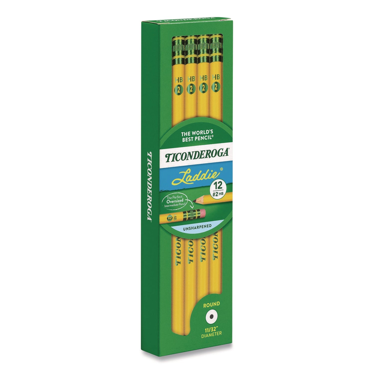 Dixon® Ticonderoga Laddie Woodcase Pencil with Microban, HB (#2), Black Lead, Yellow Barrel, 12/Pack - Bloom Skins