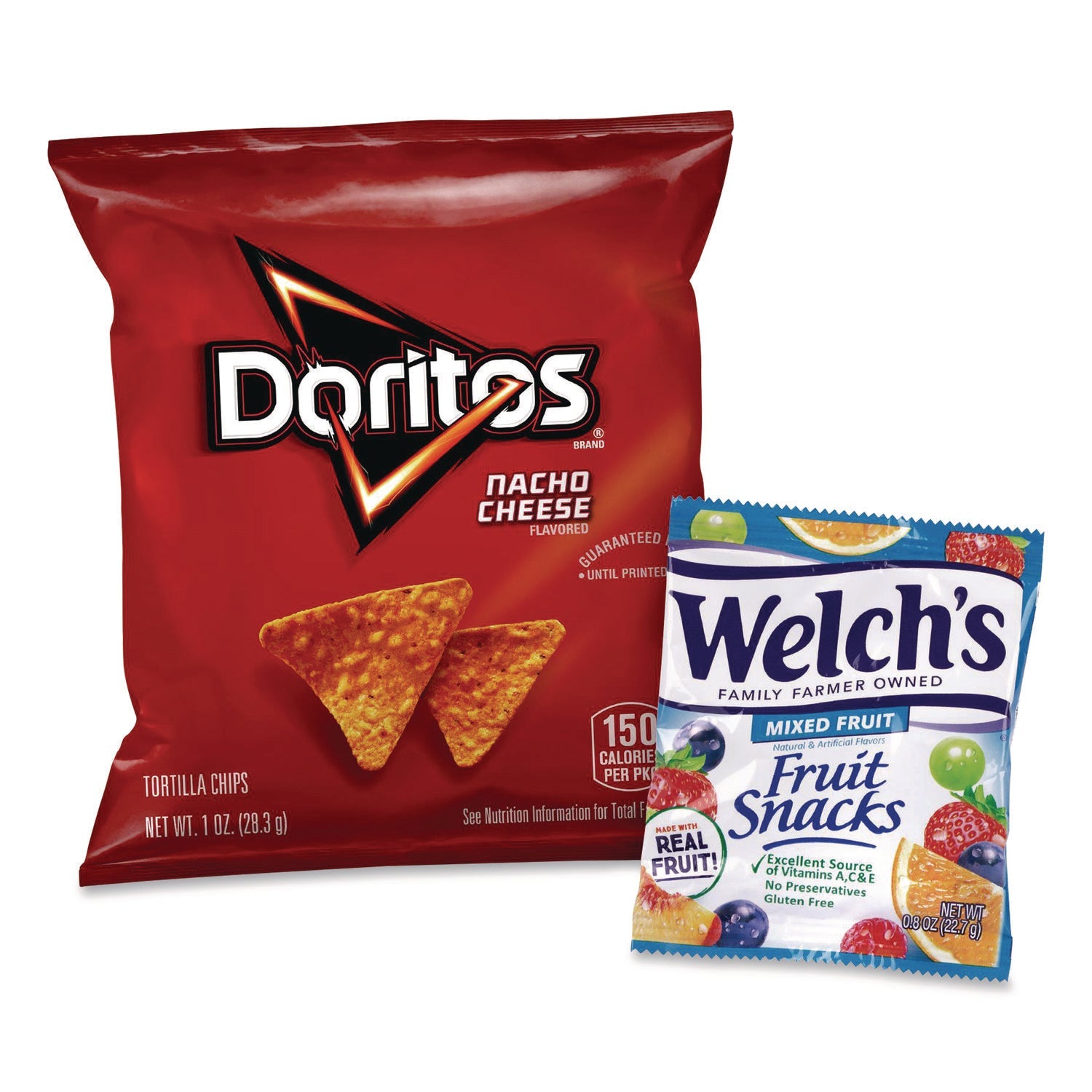 Snack Box Pros Doritos Nacho Cheese Tortilla Chips and Welch's Mixed Fruit Snacks, (50) 1oz Bag Chips, (66) 0.8 oz Pouch Fruit Snacks/Bundle - Bloom Skins