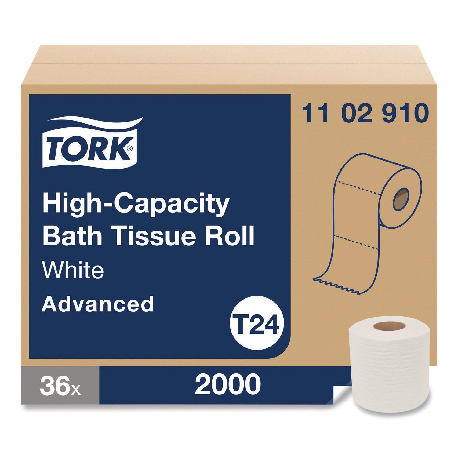 Tork® Advanced High Capacity Bath Tissue, Septic Safe, 1-Ply, White, 2,000 Sheets, 36 Rolls/Carton - Bloom Skins