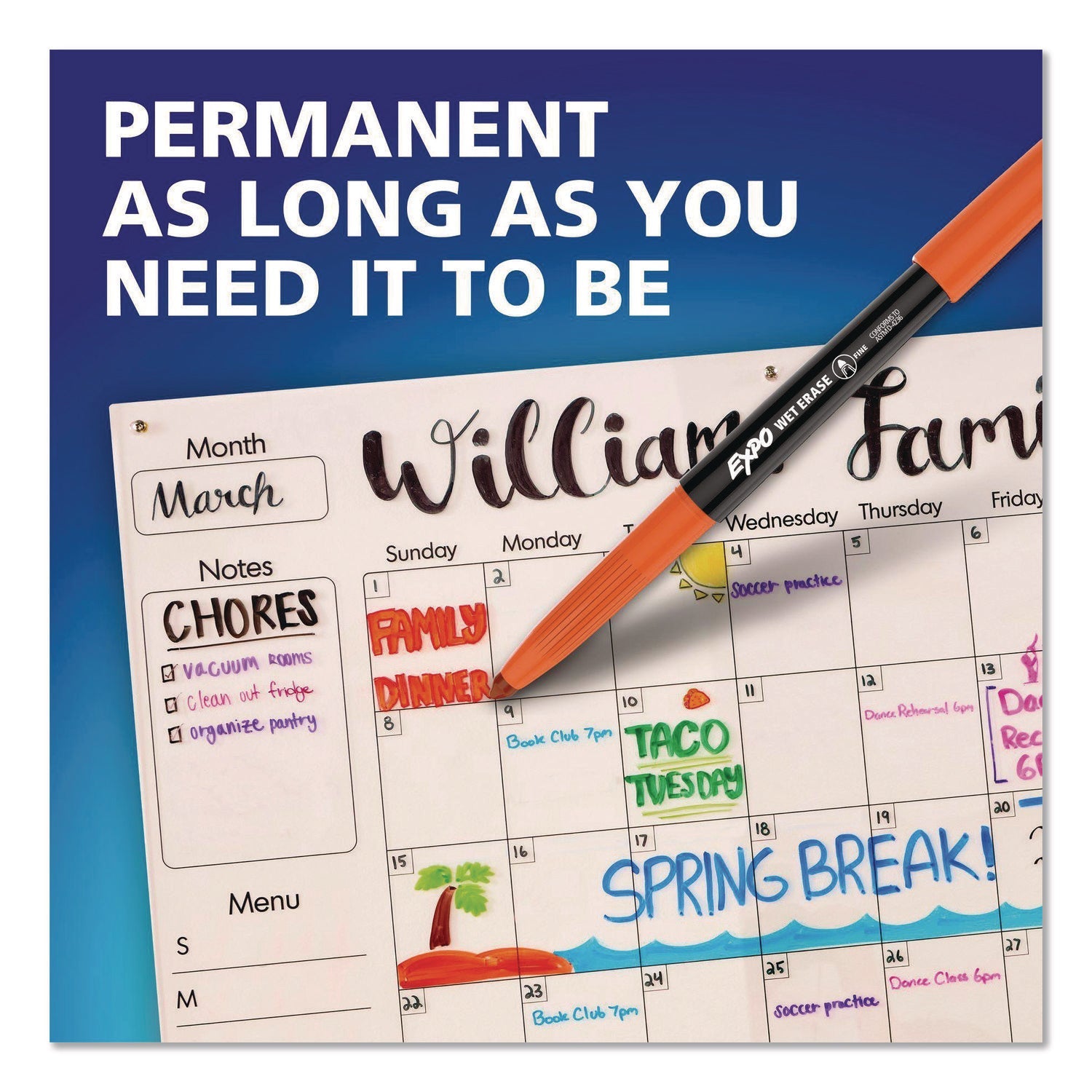 EXPO® Wet Erase Markers, Fine; Ultra Fine Tip, Assorted Colors, 36/Box - Bloom Skins