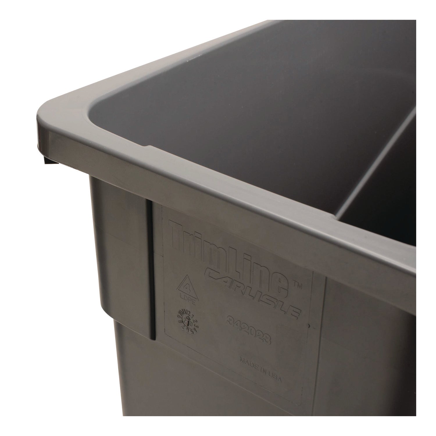 Carlisle TrimLine Rectangle Waste Container, 23 gal, Plastic, Gray, 4/Carton - Bloom Skins