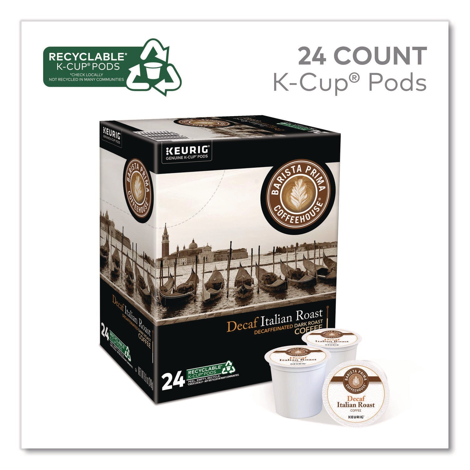Barista Prima Coffeehouse® Decaf Italian Roast Coffee K-Cups, 24/Box, 4 Boxes/Carton - Bloom Skins