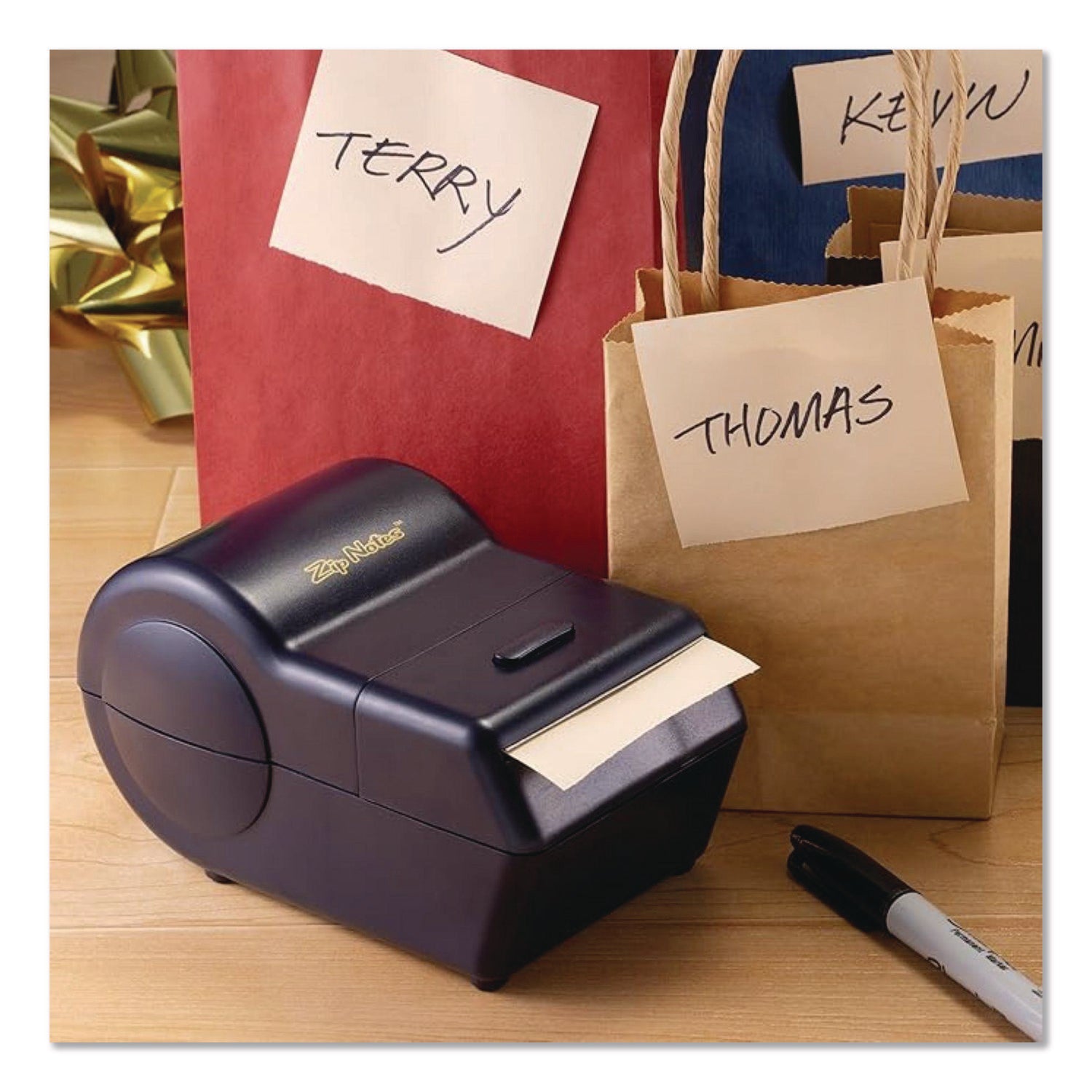 Zip Notes™ Administrator Dispenser, For 3 x 3 Pads, Black, Includes 150 ft Roll of Sticky Paper and 2 AA Batteries - Bloom Skins