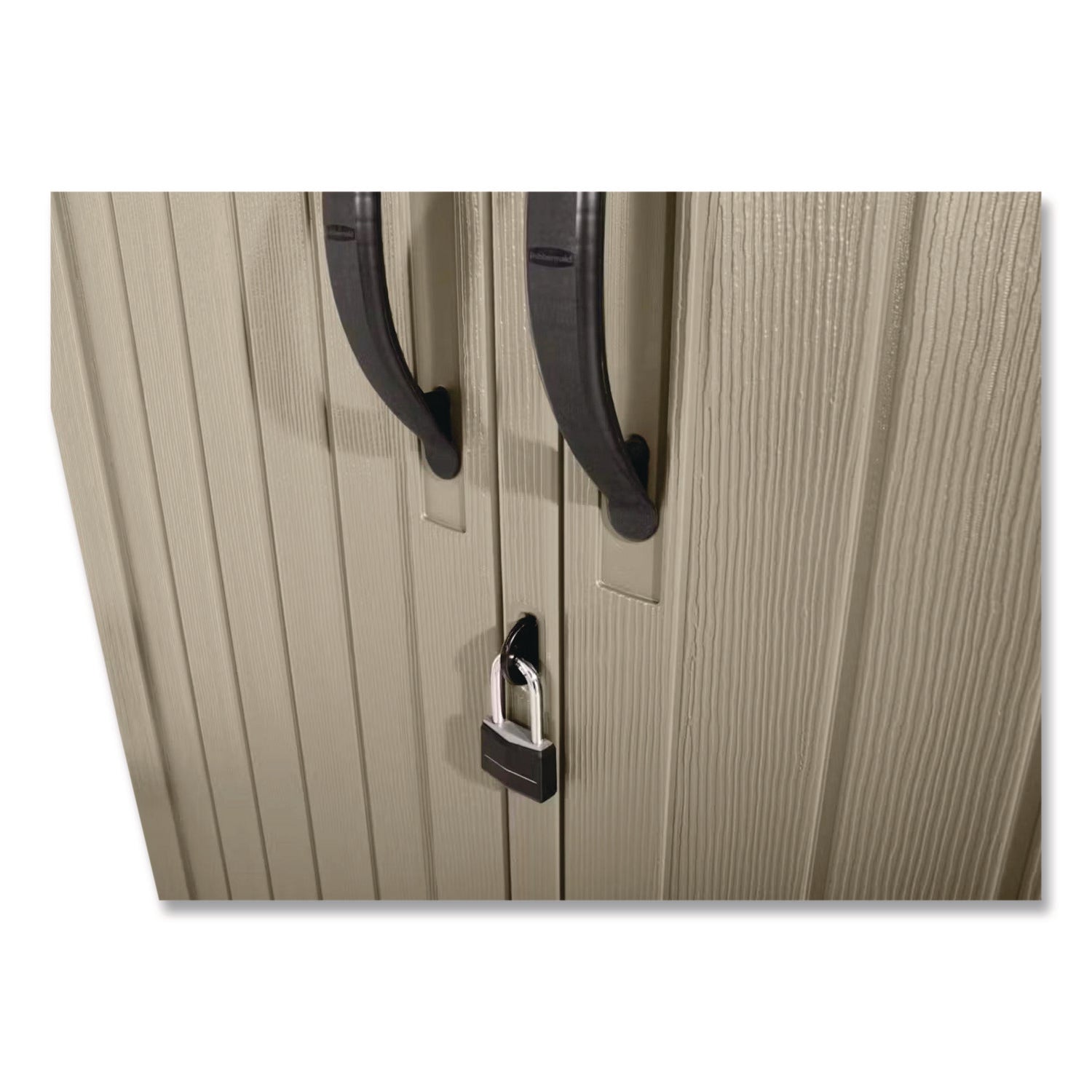 Rubbermaid® Vertical Storage Shed, 53 cu ft, 2.5 ft x 4 ft x 7 ft, Sandstone/Faint Maple - Bloom Skins