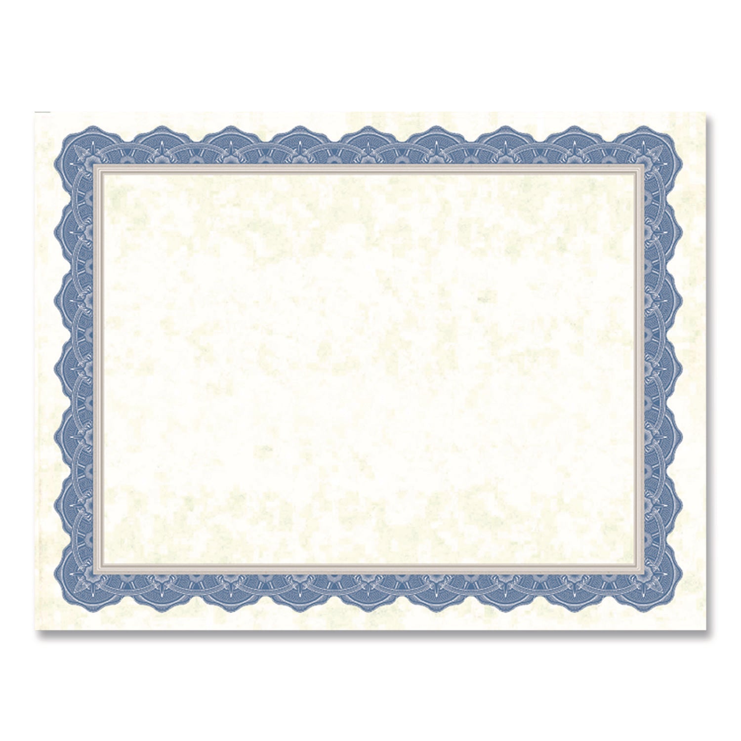 Geographics® Award Certificates, 8.5 x 11, Natural with Braided Blue/Silver Border, 15/Pack - Bloom Skins