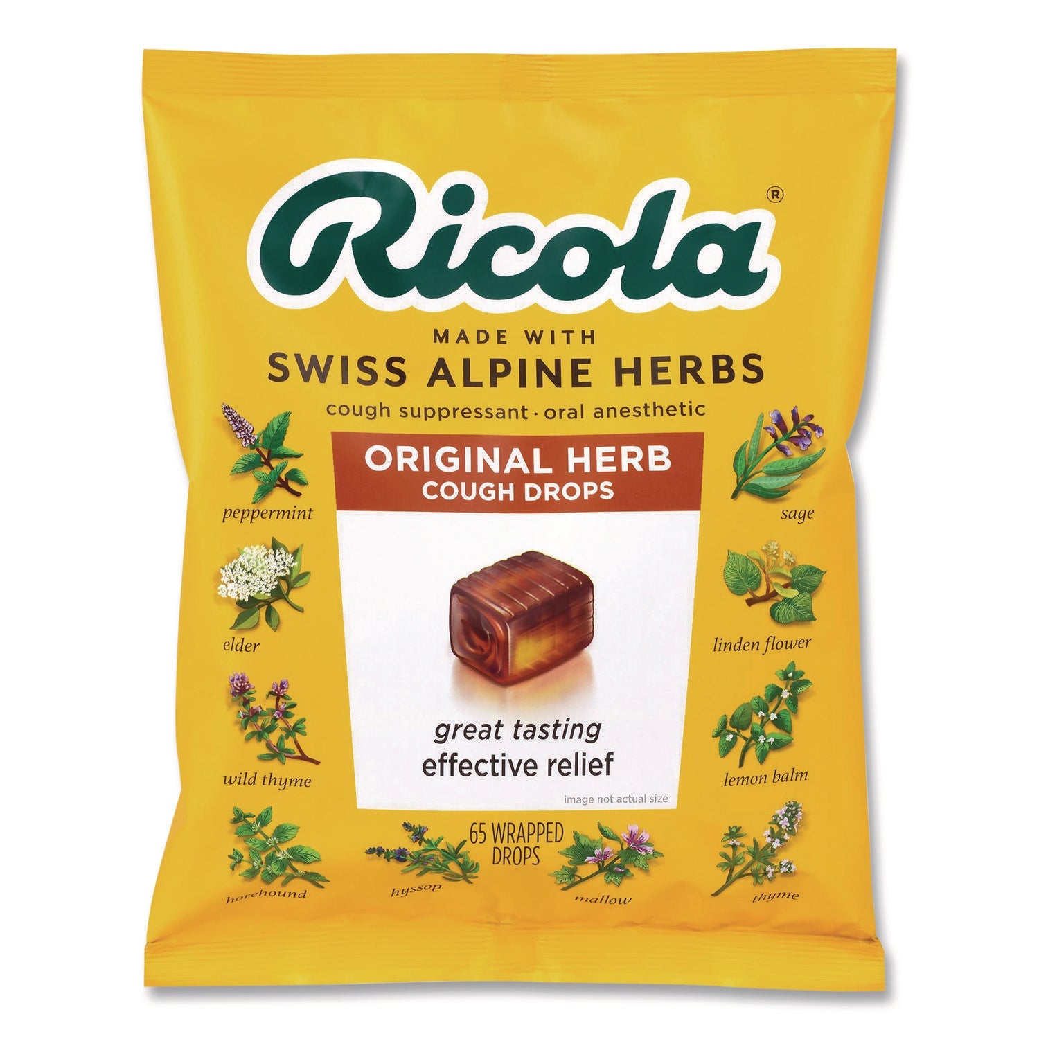 Ricola® Cough Drops, Original Herb, 65/Bag, 2 Bags/Pack - Bloom Skins