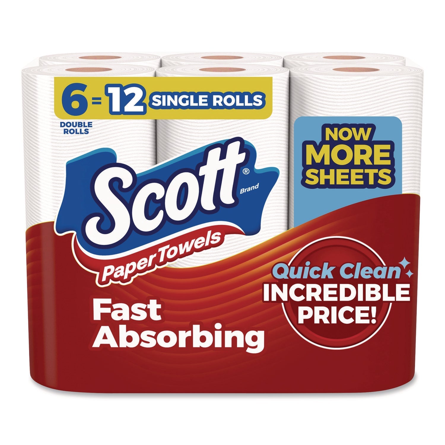 Scott® Choose-a-Size Mega Kitchen Roll Paper Towels, 1-Ply, 108/Roll, 6 Rolls/Pack, 4 Packs/Carton
