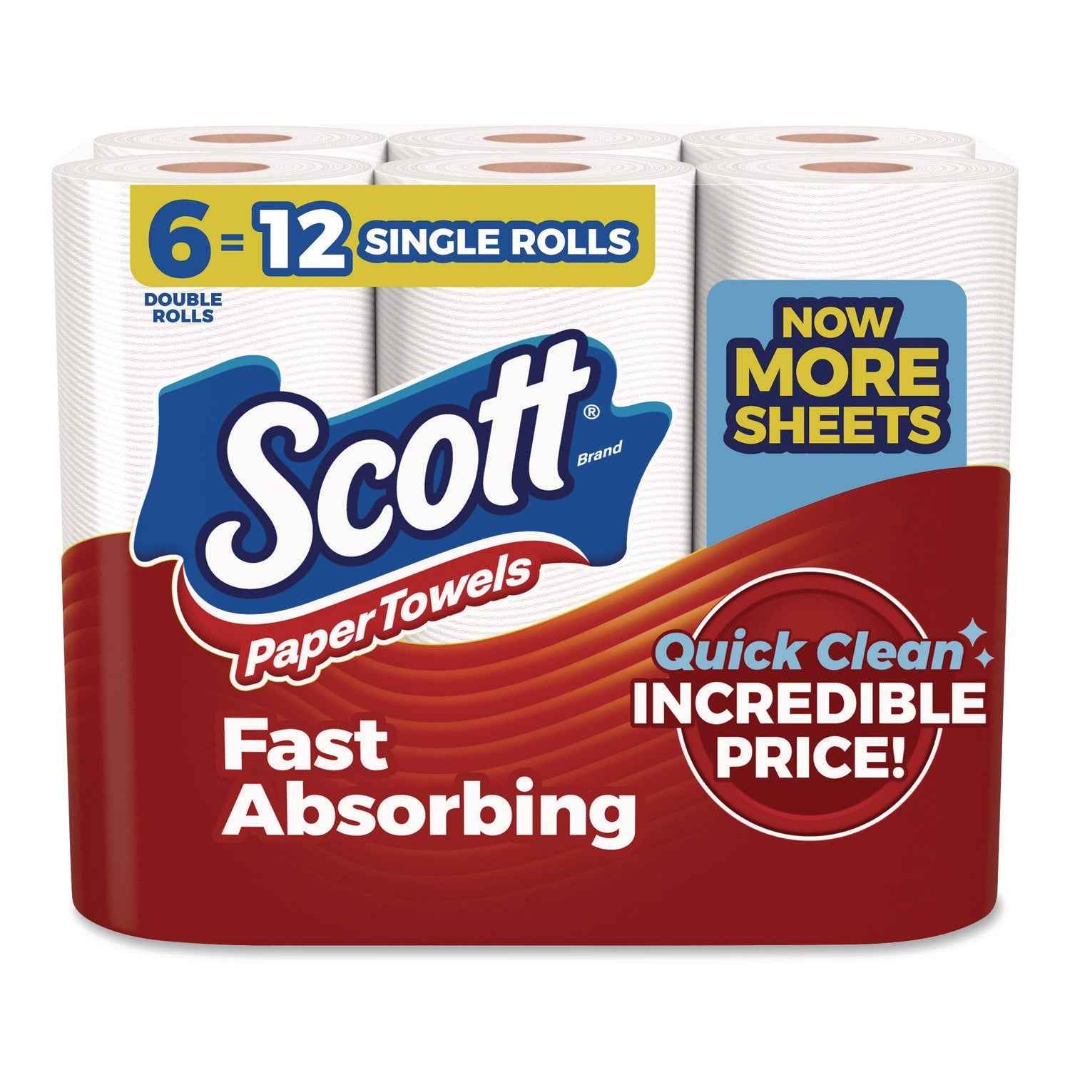 Scott® Choose-a-Size Mega Kitchen Roll Paper Towels, 1-Ply, 108/Roll, 6 Rolls/Pack, 4 Packs/Carton