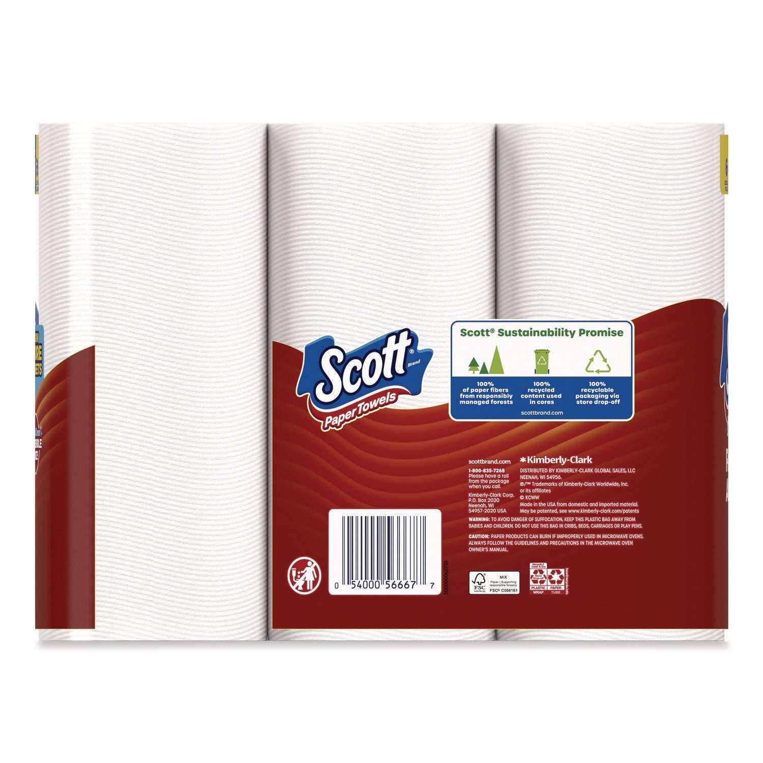 Scott® Choose-a-Size Mega Kitchen Roll Paper Towels, 1-Ply, 108/Roll, 6 Rolls/Pack, 4 Packs/Carton