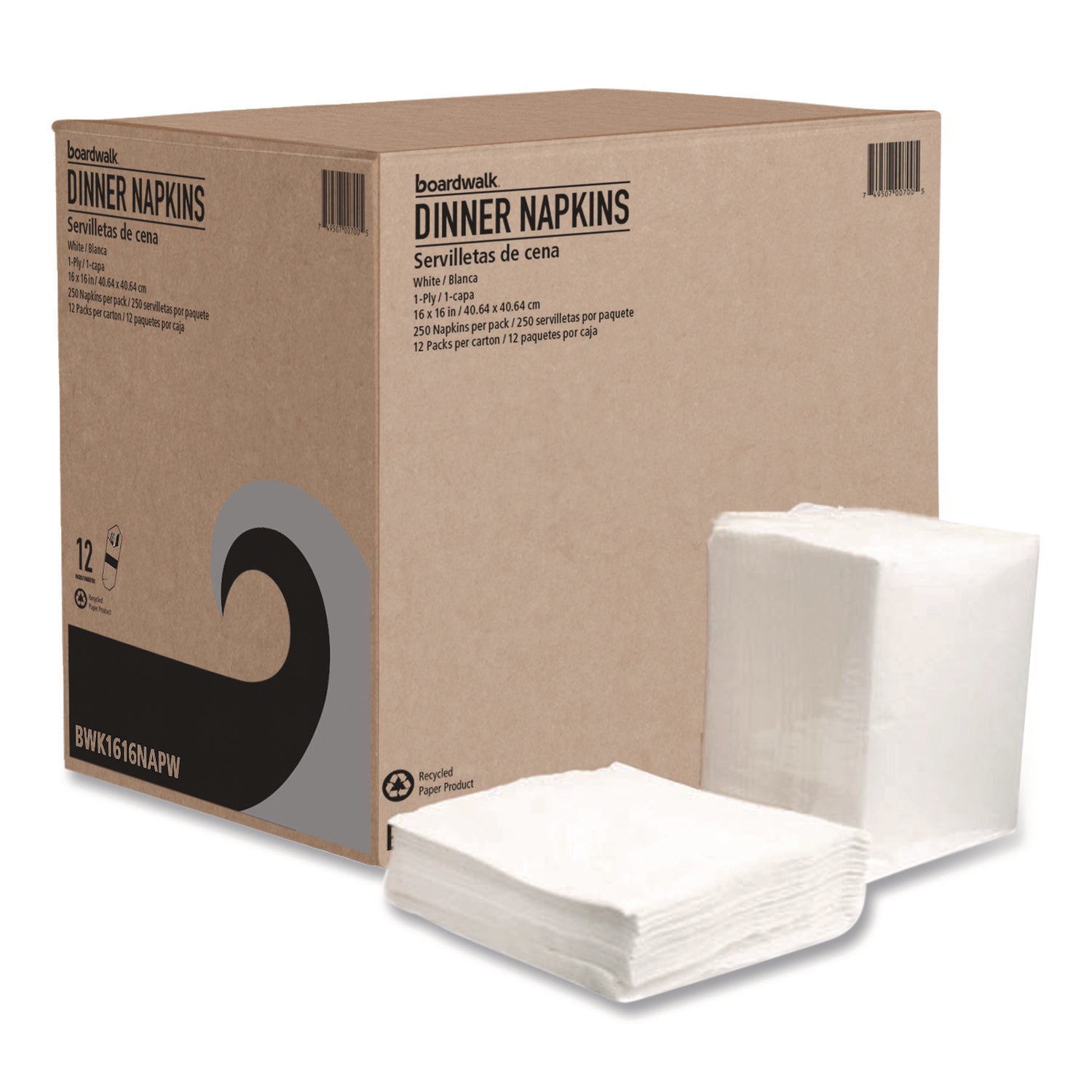 Boardwalk Dinner Napkins | 1-Ply White 3,000/Ctn