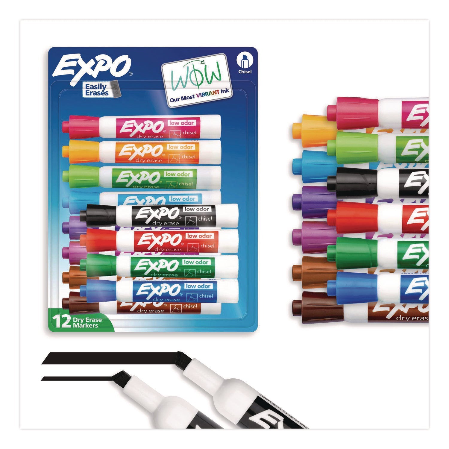 EXPO Low-Odor Dry-Erase Marker | Chisel 12/Set