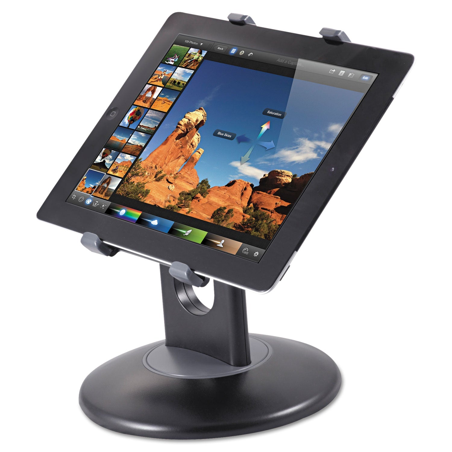 Kantek Stand For 7" To 10" Tablets, Swivel Base, Plastic, Black