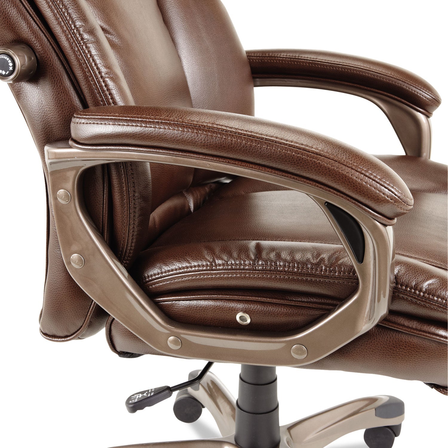 Alera® Alera Veon Series Executive High-Back Bonded Leather Chair, Supports Up To 275 Lb, Brown Seat/back, Bronze Base