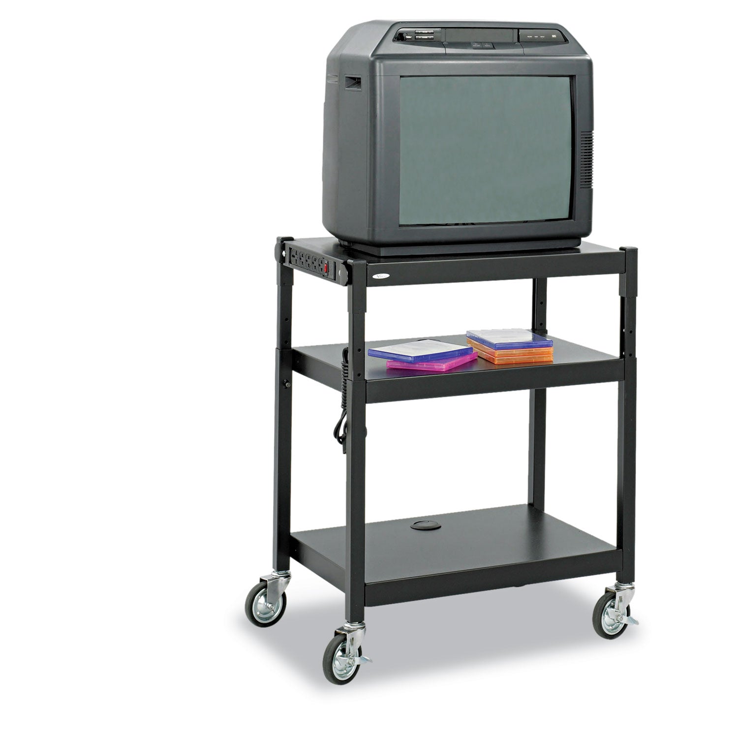 Adjustable-Height Steel AV Cart | Safco | Black