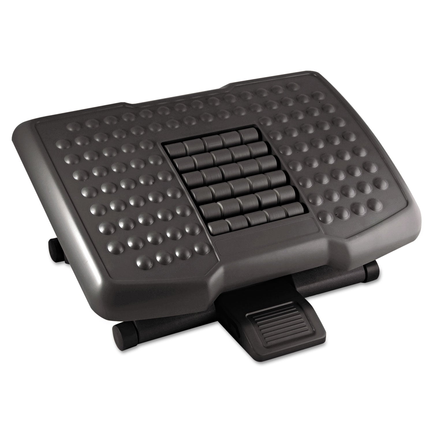 Kantek Premium Adjustable Footrest with Rollers, Plastic, 18w x 13d x 4 to 6.5h, Black