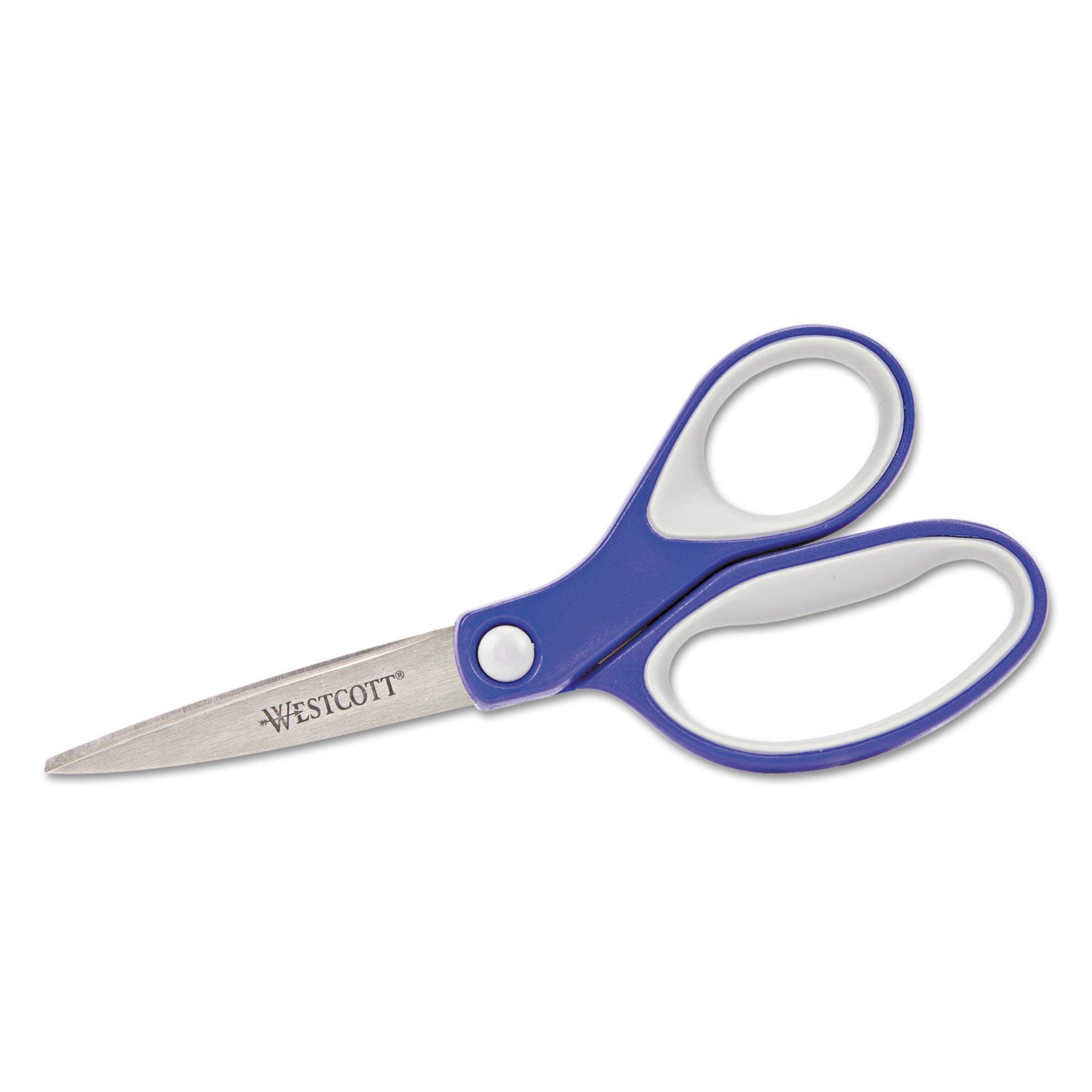 Westcott® KleenEarth Soft Handle Scissors, 7" Long, 2.25" Cut Length, Straight Blue/Gray Handle