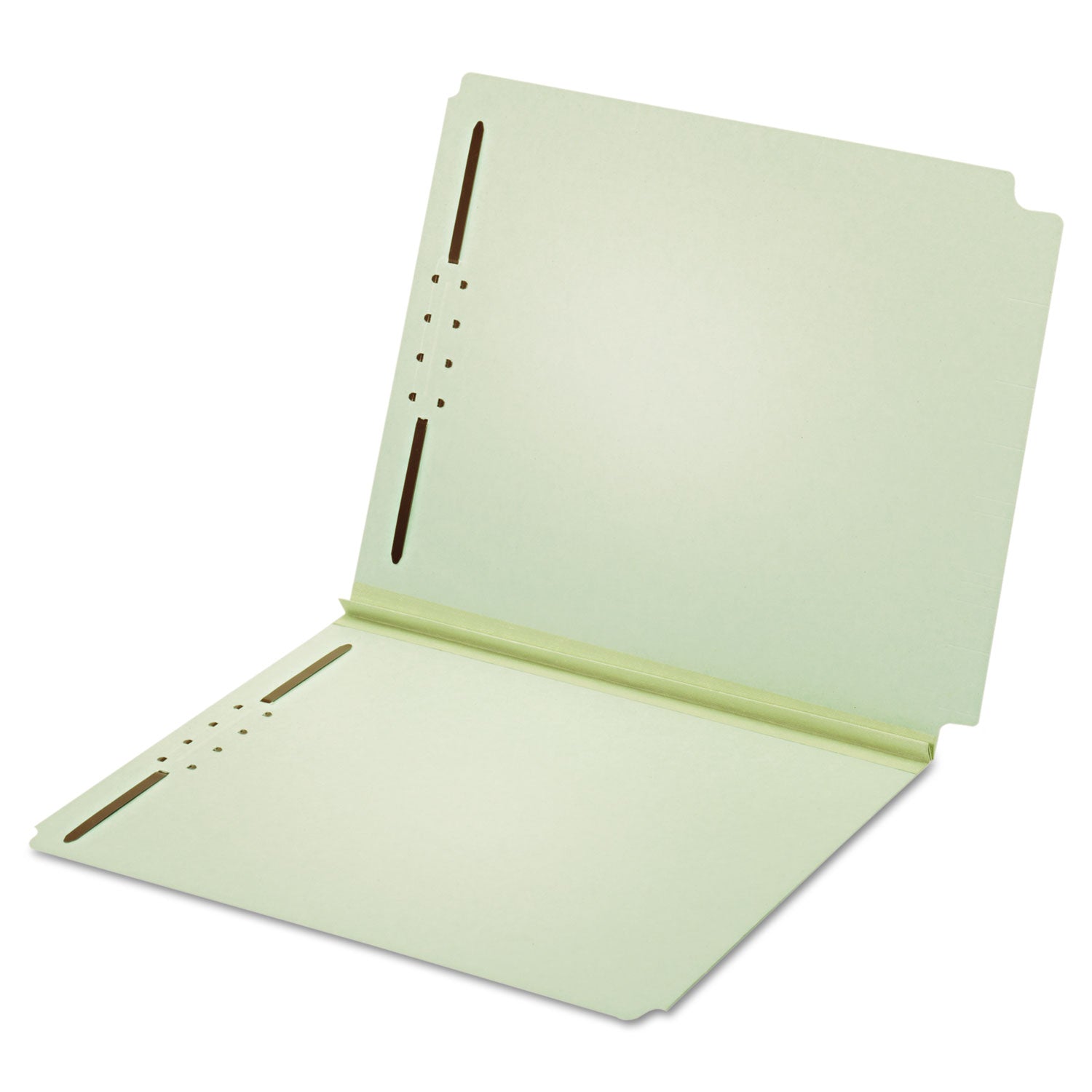 Pendaflex® Dual-Tab Pressboard Fastener Folder, 2" Expansion, 2 Fasteners, Letter Size, Light Green Exterior, 25/Box