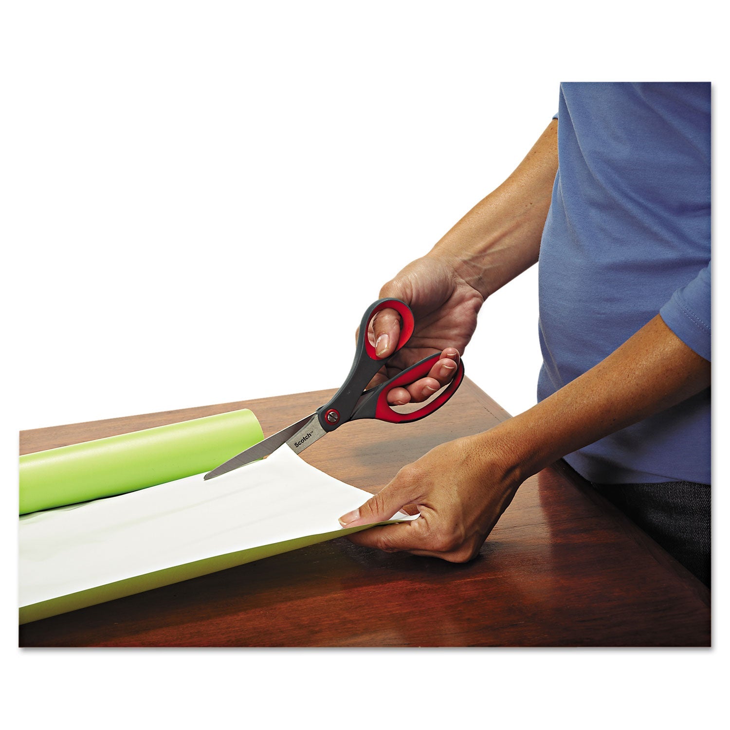 Scotch® Precision Scissors, 8" Long, 3.13" Cut Length, Straight Gray/Red Handle