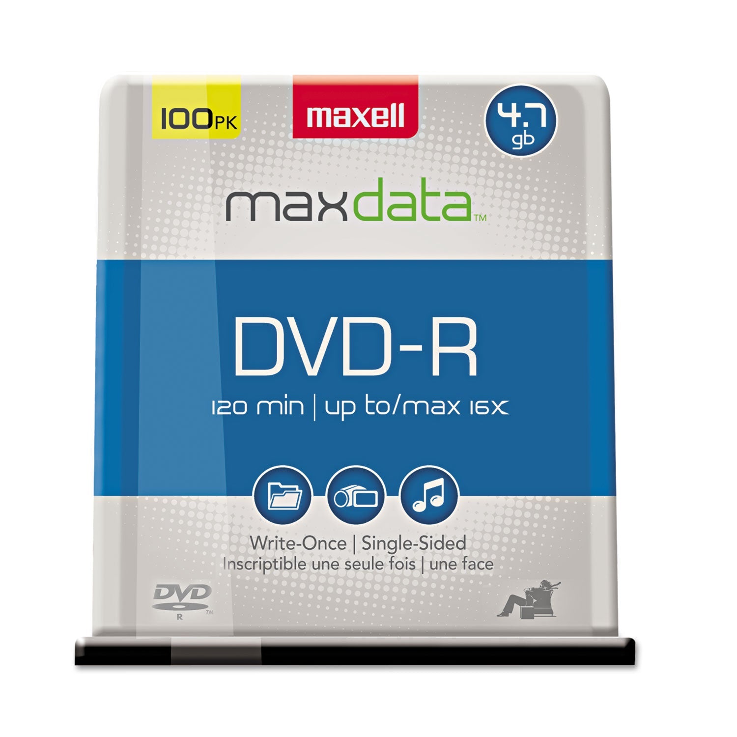 Maxell® Dvd-R Recordable Disc, 4.7 Gb, 16x, Spindle, Gold, 100/pack