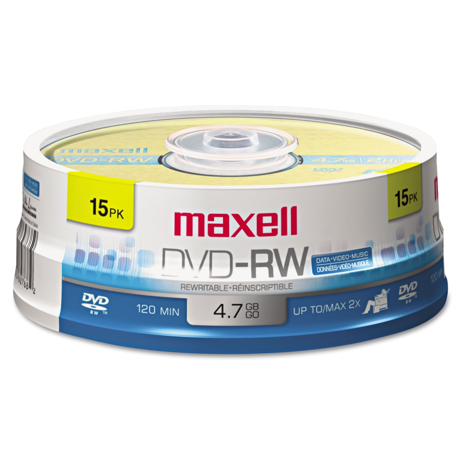 DVD-RW Rewritable Disc | 4.7GB, 2x, 15/Pack, Gold
