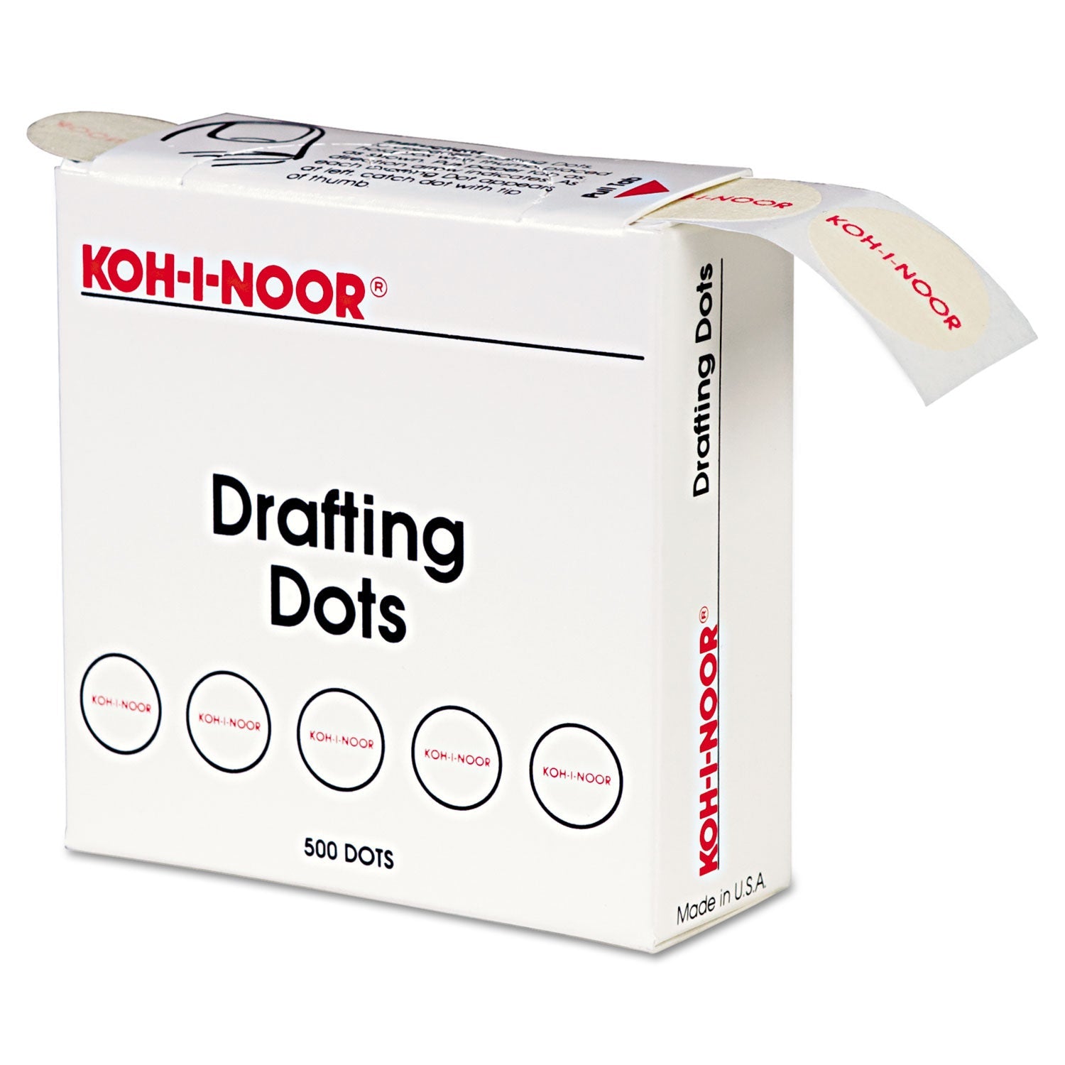 Koh-I-Noor Adhesive Drafting Dots, 0.88" Dia, Dries Clear, 500/box