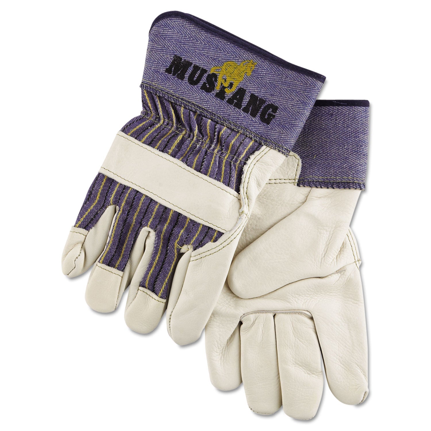 MCR™ Safety Mustang Leather Palm Gloves, Blue/cream, X-Large, Dozen