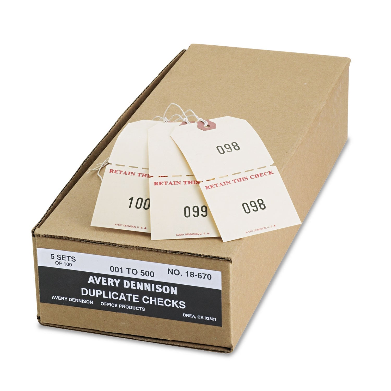Avery® Duplicate Auto Park Tags, 1-500, 4.75 x 2.38, Manila, 500/Box