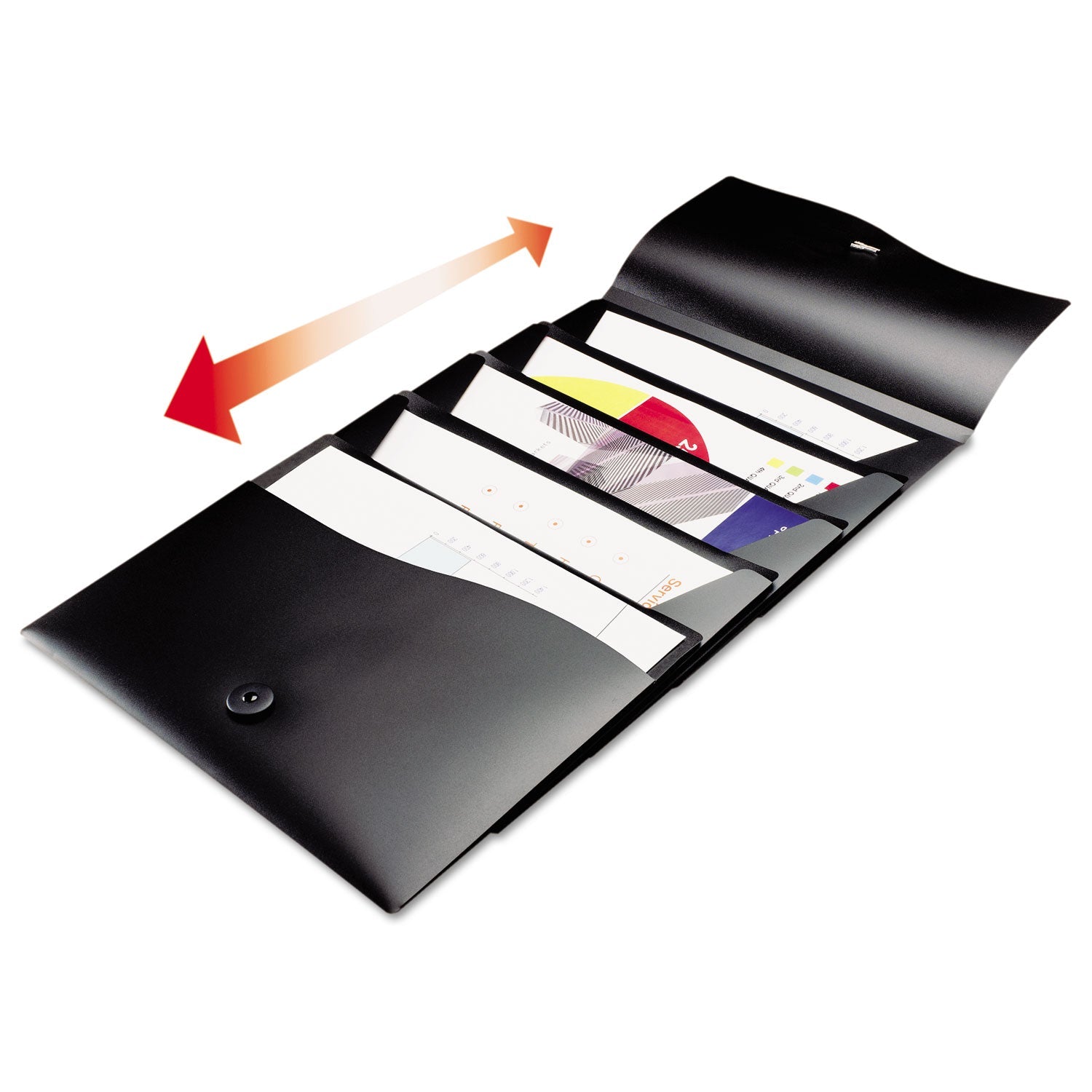 Avery® Slide and View Expanding File, 5 Sections, Cord/Hook Closure, Letter Size, Black