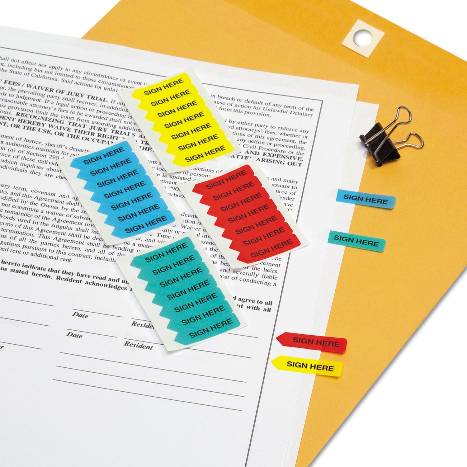 Redi-Tag® Mini Arrow Page Flags, "sign Here", Blue/mint/red/yellow, 126 Flags/pack