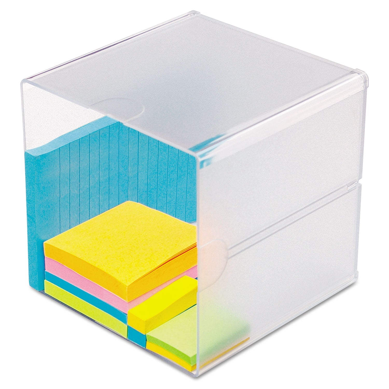 deflecto® Stackable Cube Organizer, 1 Compartment, 6 x 6 x 6, Plastic, Clear
