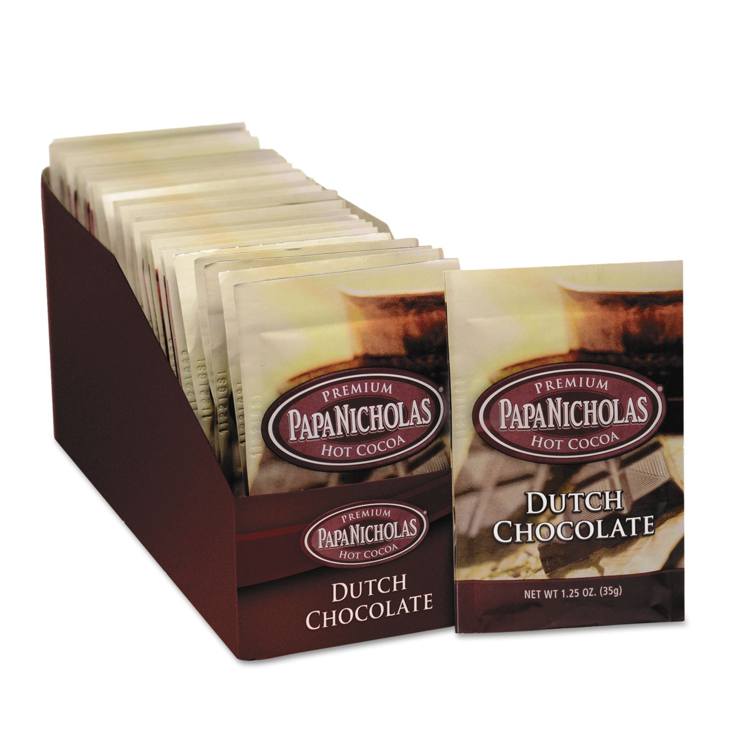 PapaNicholas® Coffee Premium Hot Cocoa, Dutch Chocolate, 24/carton