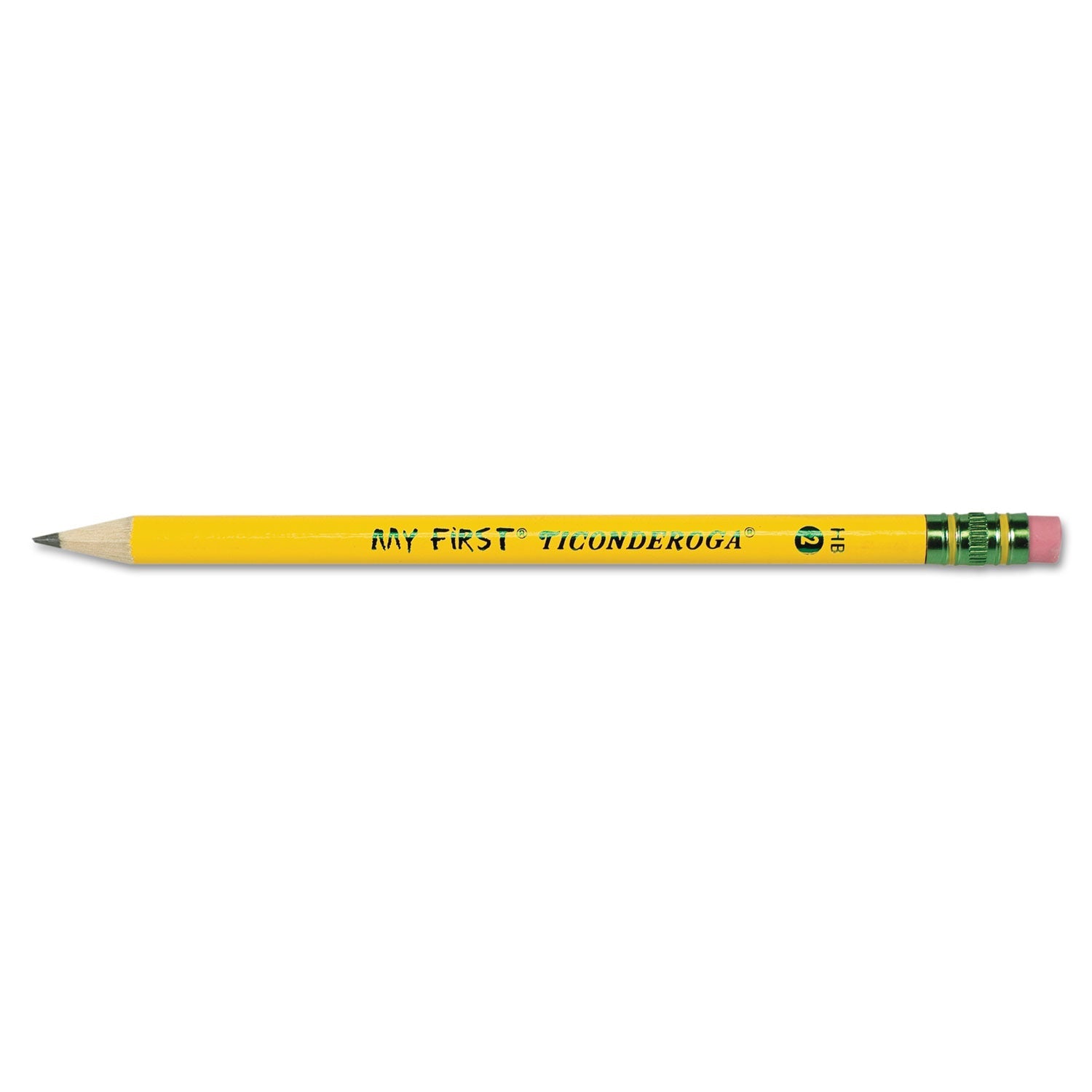 Ticonderoga® My First Woodcase Pencil With Eraser, Hb (#2), Black Lead, Yellow Barrel, Dozen