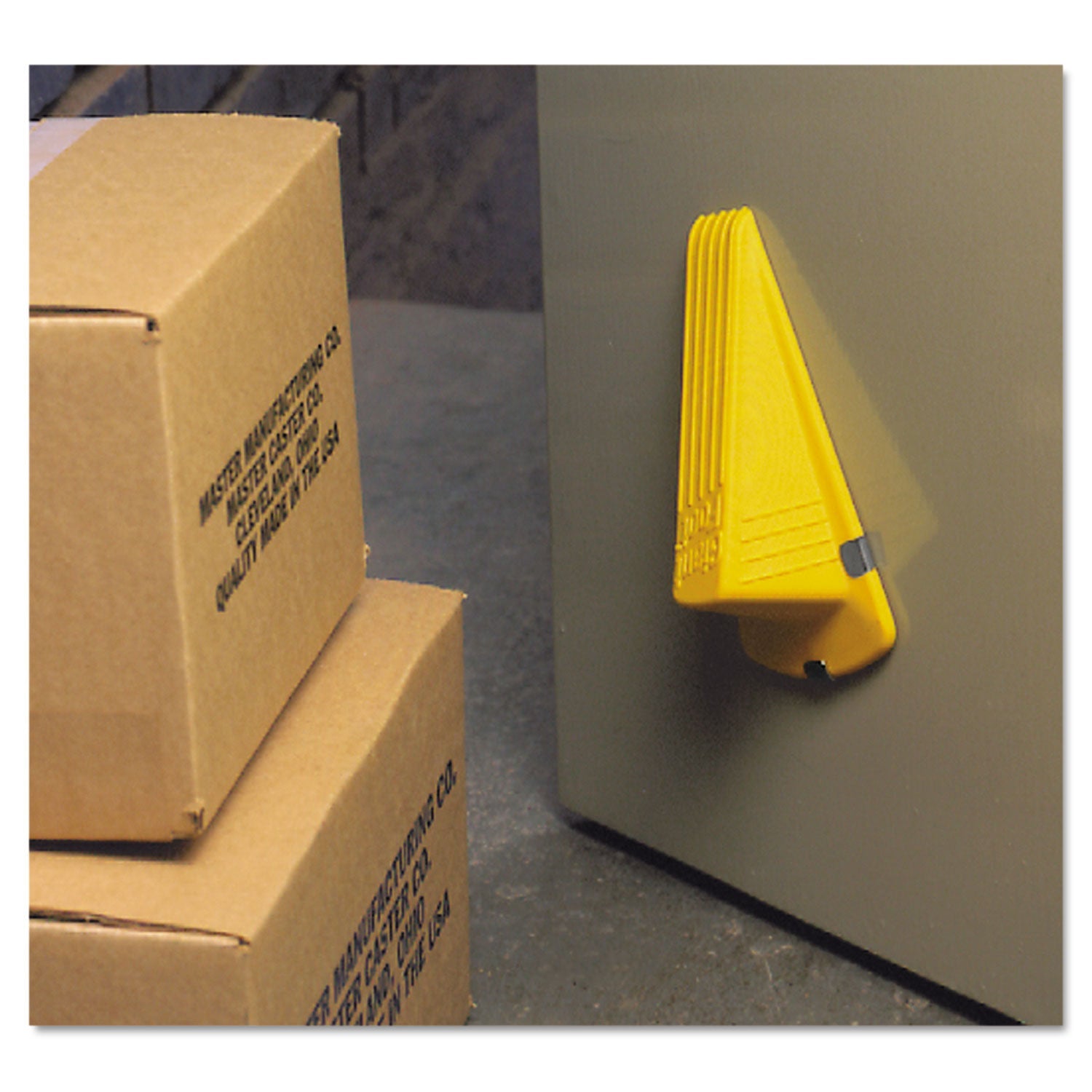 Master Caster® Giant Foot Magnetic Doorstop, No-Slip Rubber Wedge, 3.5w X 6.75d X 2h, Yellow