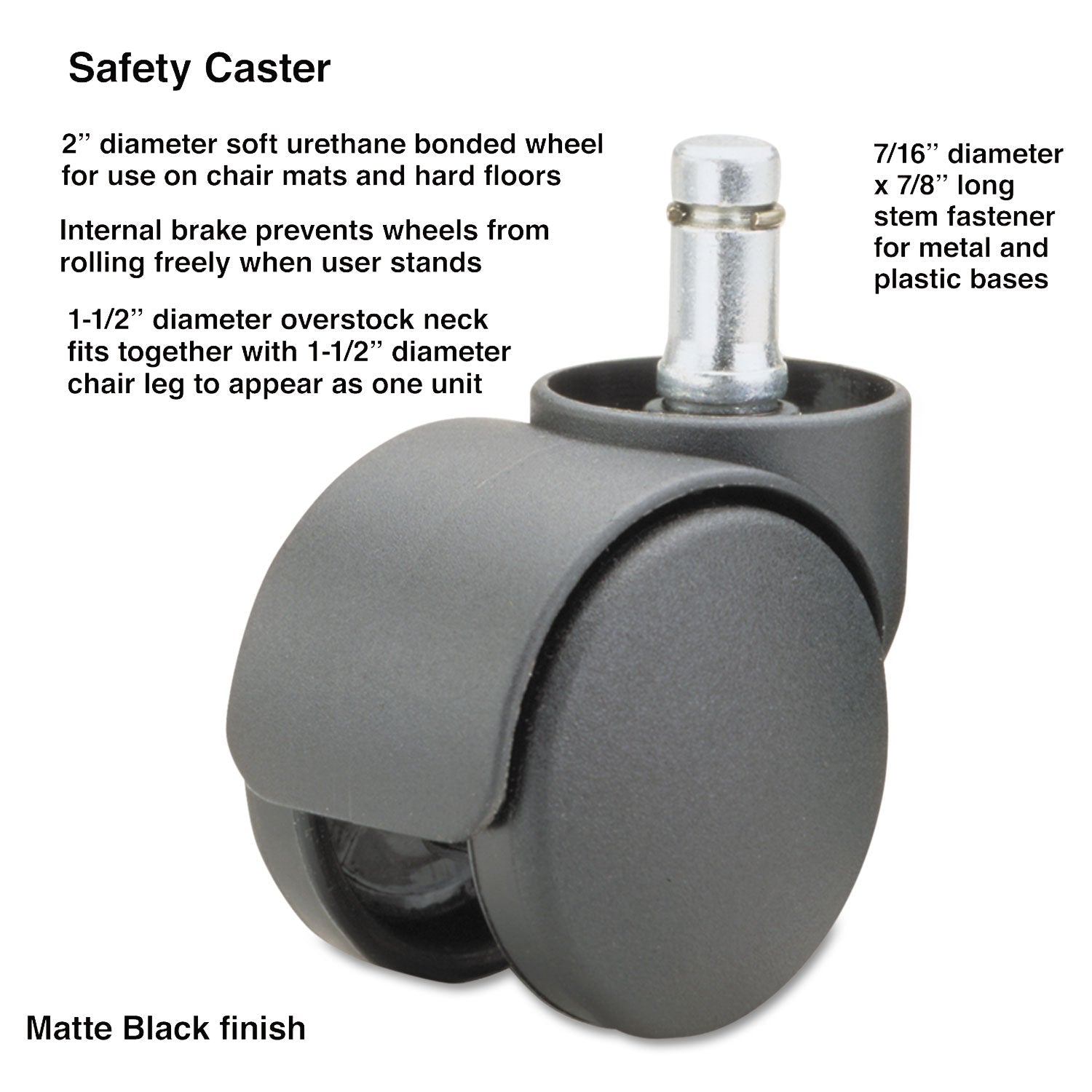 Safety Casters | Grip Ring Stem, 5/Set