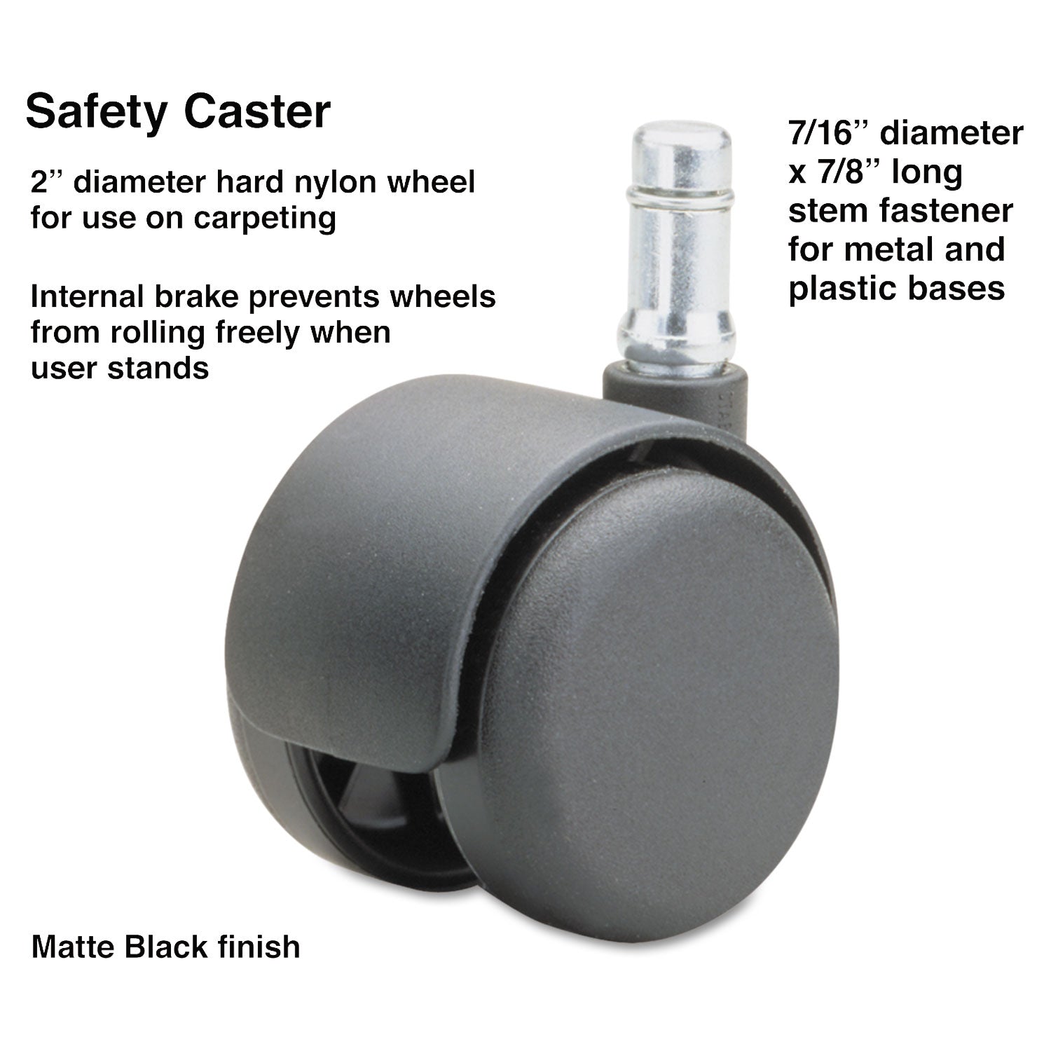 Safety Casters | Standard Neck, 2", 5/Set