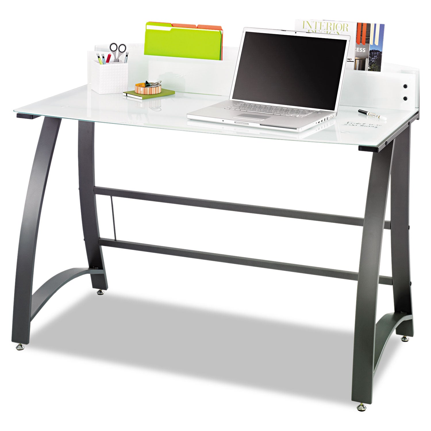 Safco® Xpressions 47" Computer Desk, 47" X 23" X 37", Frosted/black
