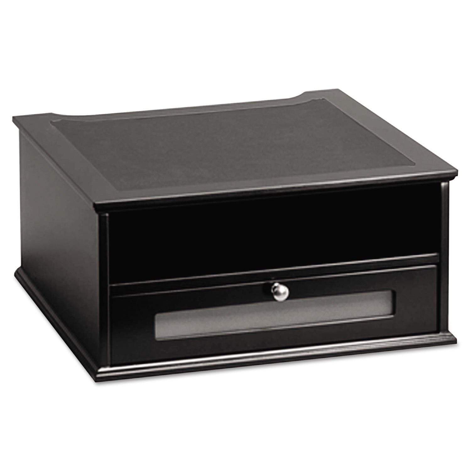 Victor® Midnight Black Collection Monitor Riser, 13" X 13" X 6.5", Black, Supports 50 Lbs