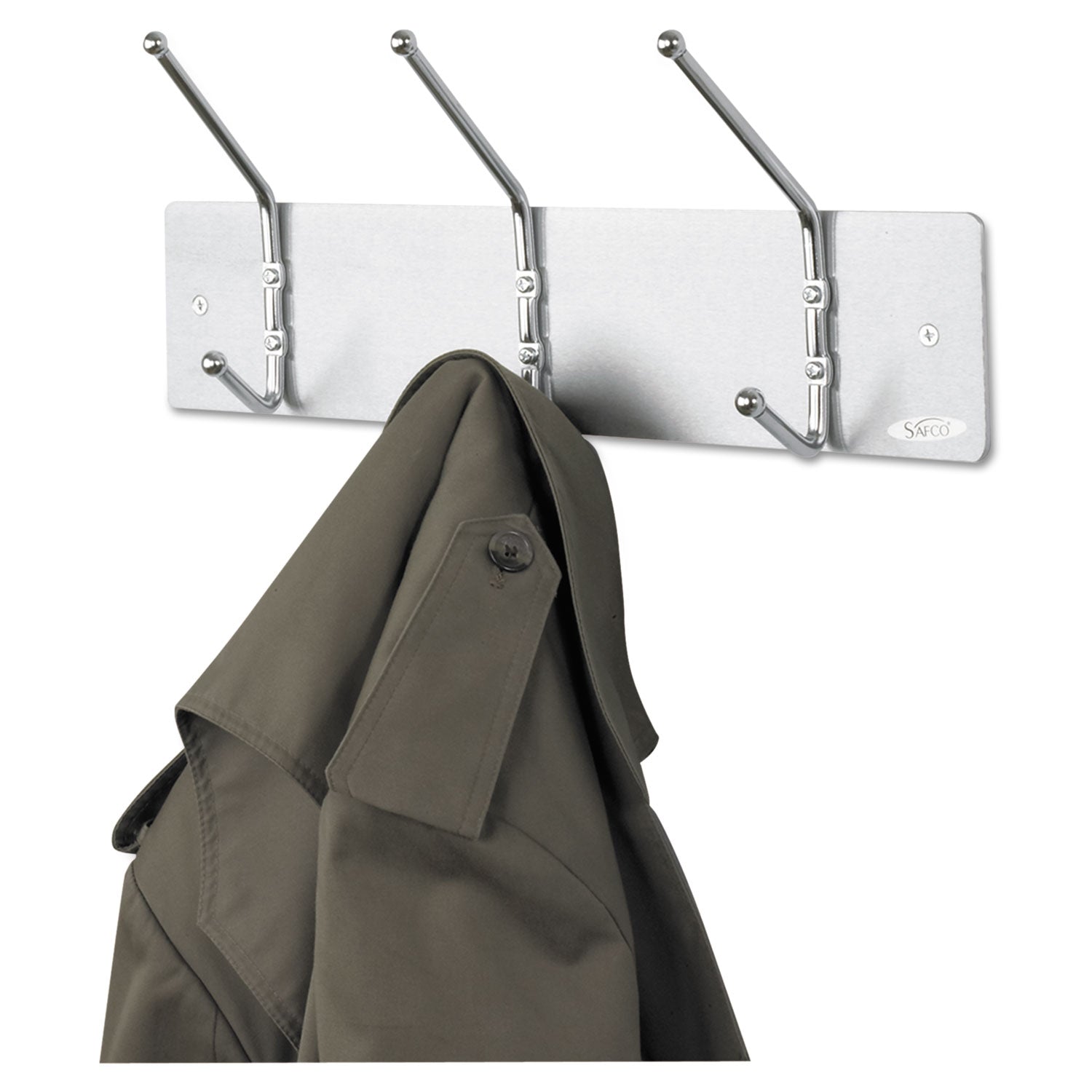 Safco Metal Wall Rack | 3-Hook | Satin