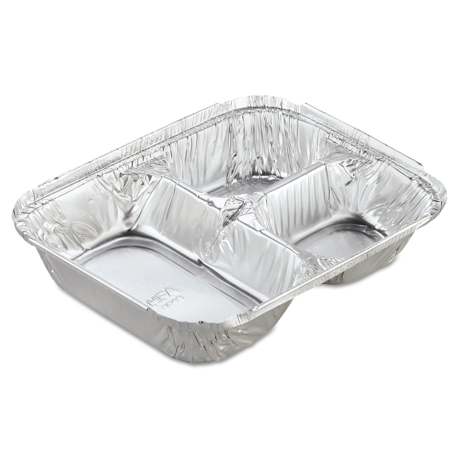 HFA® Aluminum Oblong Container with Lid, 3 Compartments, 24 oz, 8.5 x 6.38 x 1.47, Silver, 250/Carton