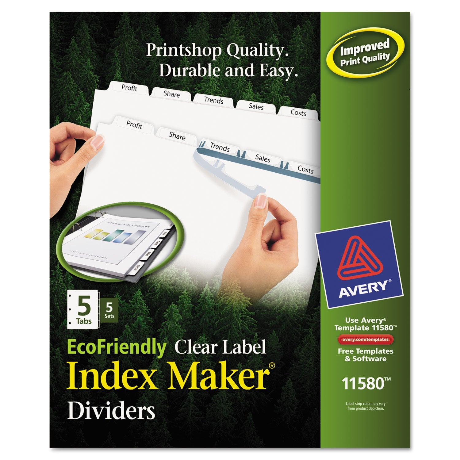 EcoFriendly Clear Label Dividers | 5-Tab, 5 Sets