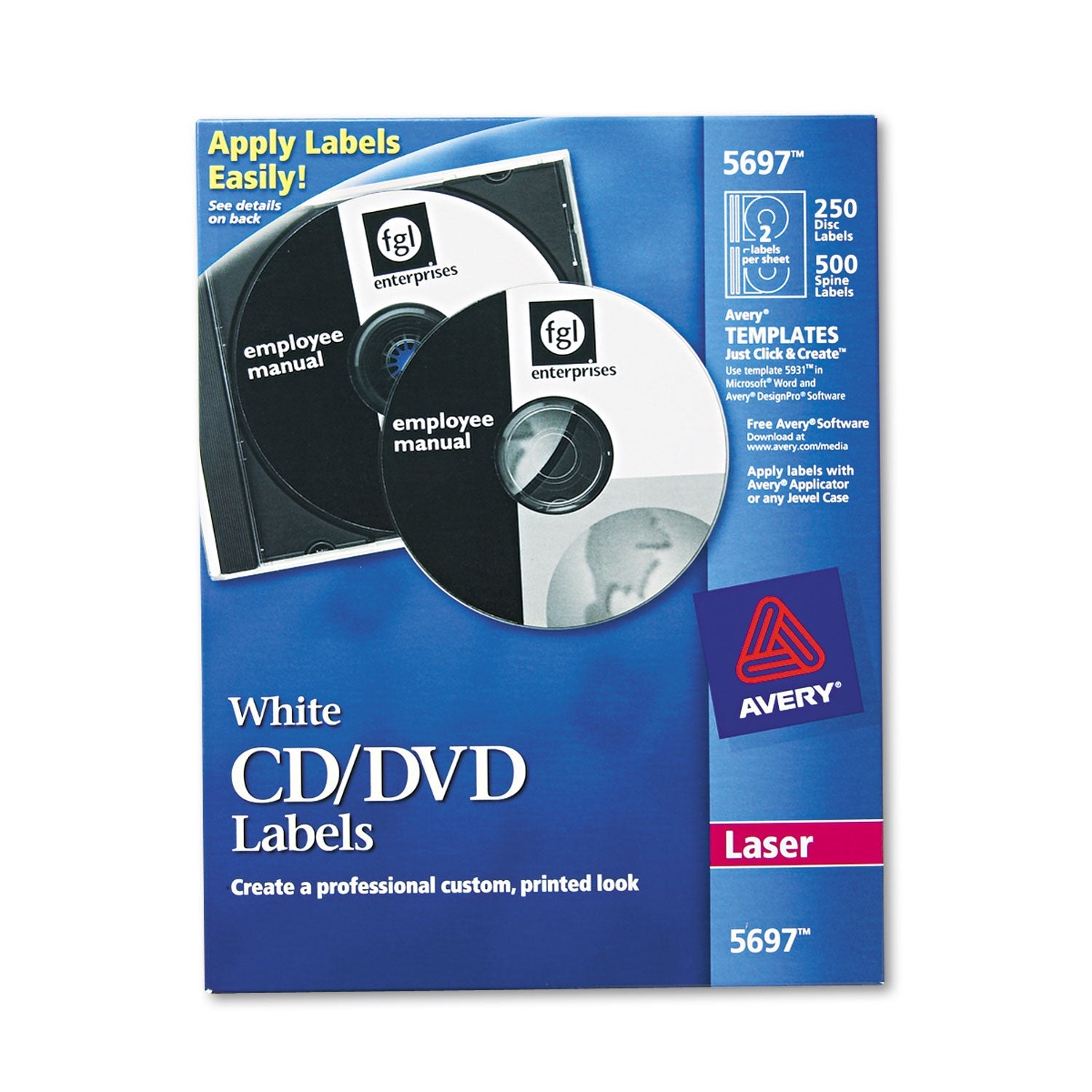 Avery® Laser Cd Labels, Matte White, 250/pack
