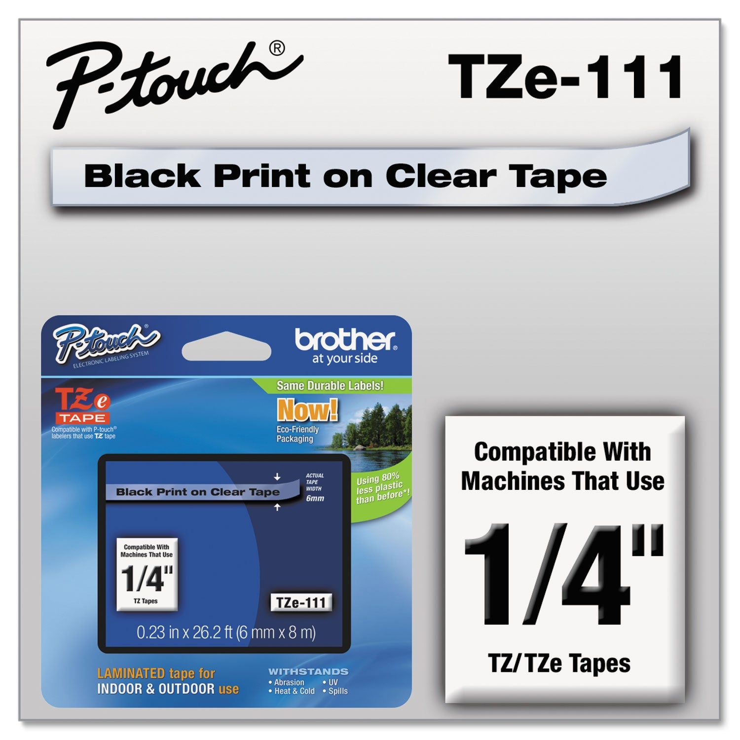 Laminated Labeling Tape | 0.23" Black/Clear