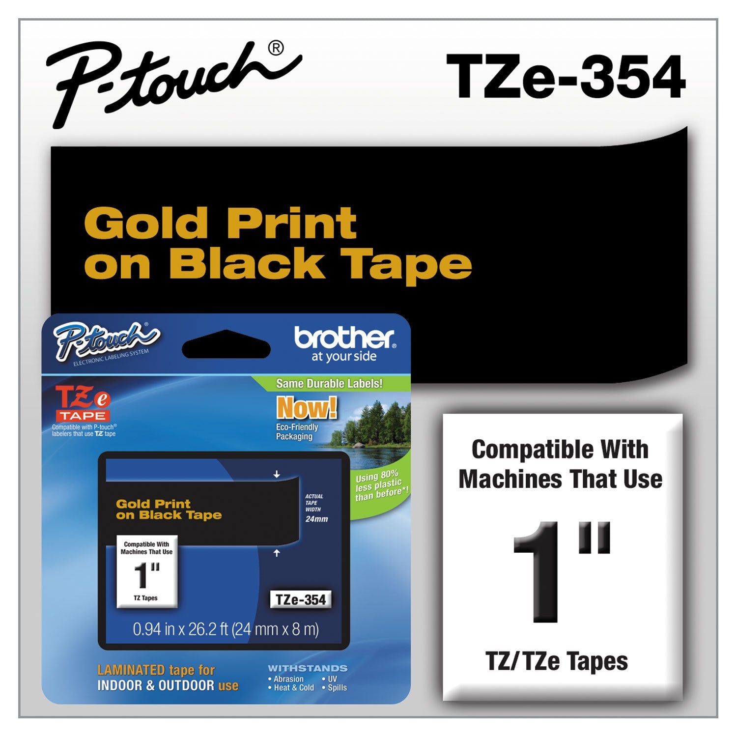 Laminated Labeling Tape | 0.94" Gold/Black