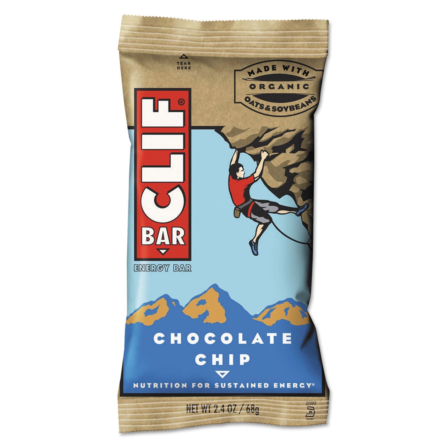 CLIF® Bar Energy Bar, Chocolate Chip, 2.4 Oz, 12/box