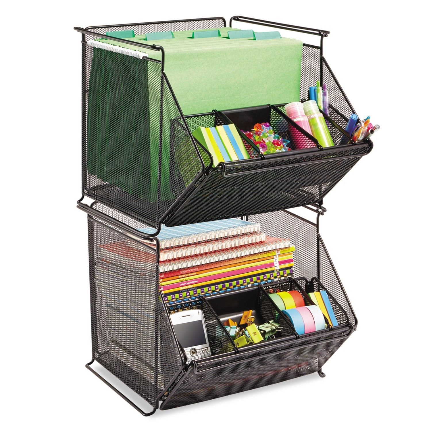 Onyx Stackable Mesh Storage Bin | Black